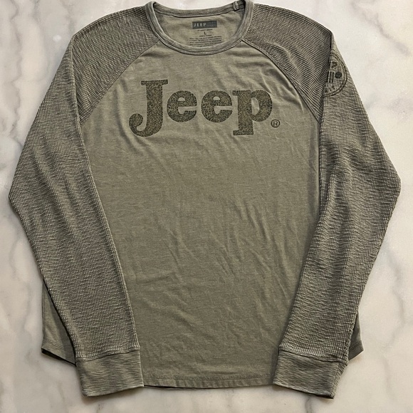 Jeep Olive Textured Long Sleeve Shirt - Picture 1 of 11